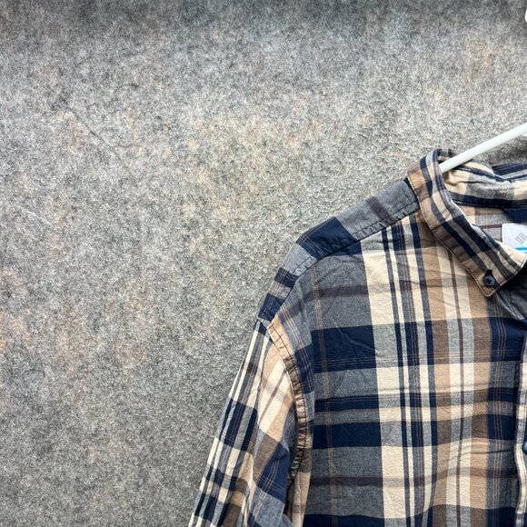 Vintage Columbia Shirt Mens XL Blue Navy Button Down Madras Plaid Outdoors - Picture 10 of 12